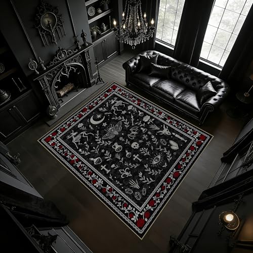 Gothic 3x5 Area Rug Dark Academia, Machine Washable - Lvsoamz 3' x 5' Rectangular