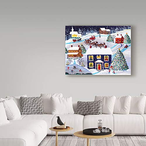 Santa Reindeer Christmas Wall Art by Cheryl Bartley - 35x47 Inch Canvas