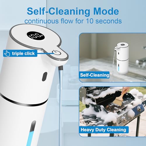 OHIFAST White Touchless Liquid Soap Dispenser, 12.8oz Wall Mount, USB Rechargeable, 6-Level Adjustable