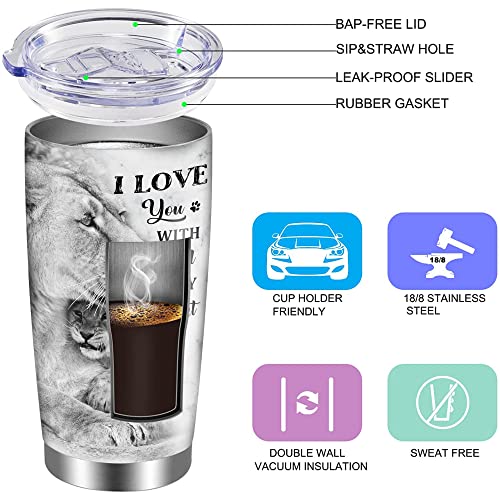 HYMONA Lion Son Tumbler 20 Oz Insulated Coffee Mug from Mom Birthday Gift for Son