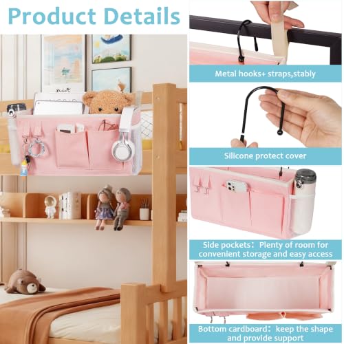 Bedside Caddy Hanging Storage Organizer Pocket for Bunk Bed Rails & Dorms