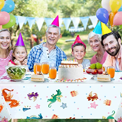 Dragan Dinosaur Tablecloth 2 Pack – 54 x 108 inch Disposable Plastic Cover (Colored) | HSGUS