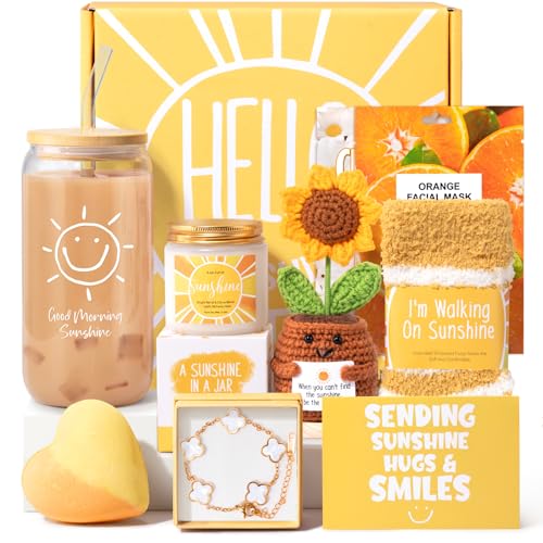 Sunshine Self-Care Gift Basket for Women, 9-Piece Spa and Wellness Set