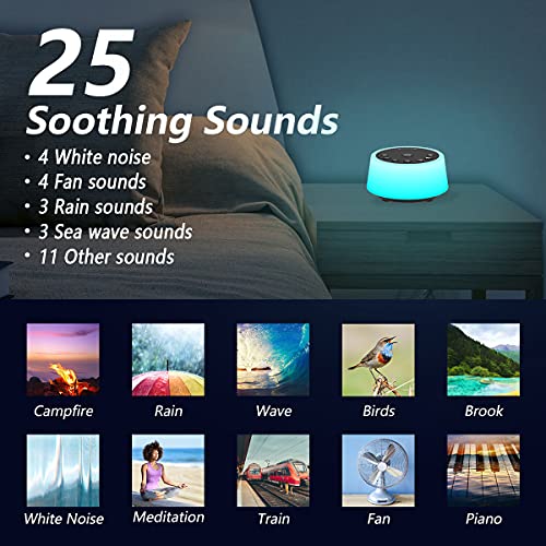 White Noise Sound Machine with 10 Color Night Light & 25 Soothing Sounds