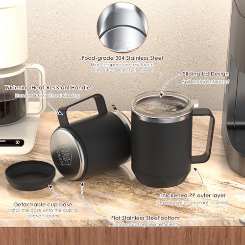 Felibeaco Black Coffee Mug Warmer Set with 16oz Heated Mug & Detachable Base