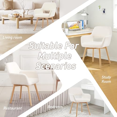 Mid-Century Modern Upholstered Accent Chair with Solid Wood Legs