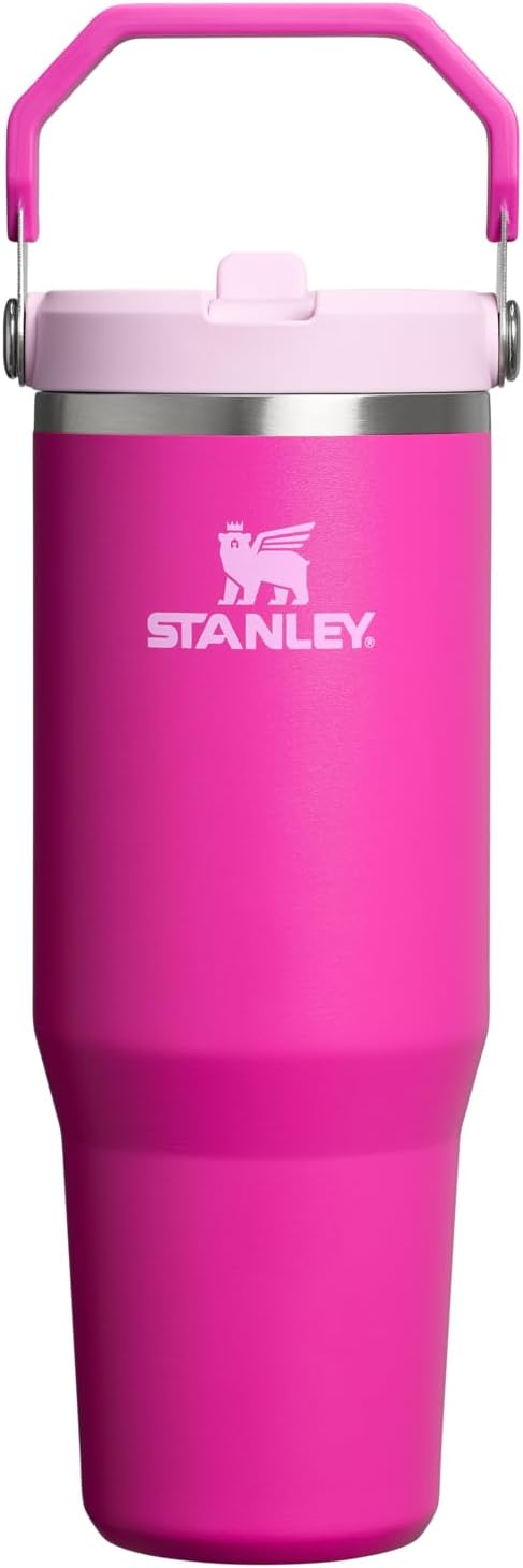 STANLEY IceFlow 2.0 Tumbler - 30 oz Insulated Water Bottle with Flip Straw & Handle | Violet Blossom