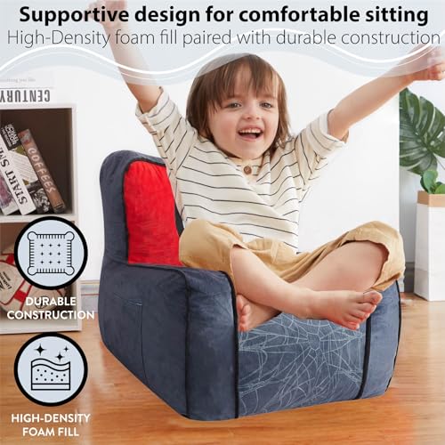 Kids Plush Foam Bean Bag Chair - Character Lounge Seat for Playroom