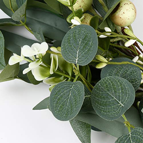 20-Inch Artificial Eucalyptus Wreath with Berries for Front Door Decor