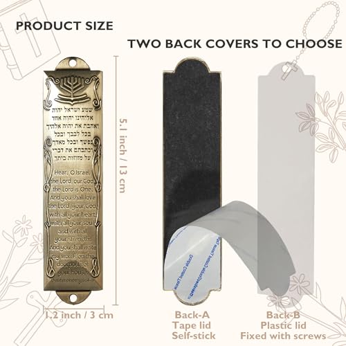 Metal Mezuzah Case Set with Scroll - 2 Pack Jewish Door Plaque Decor