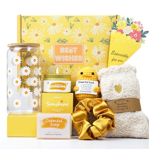 Sunshine Gift Basket for Women - Self Care Birthday Box with Tumbler