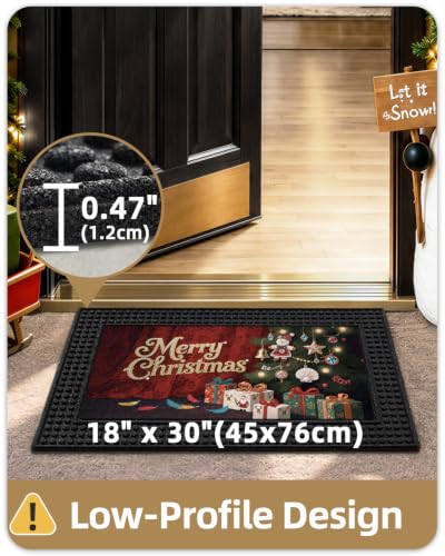 Color&Geometry Step Activated LED Christmas Door Mat 18x30 inches, Merry Christmas Tree Design