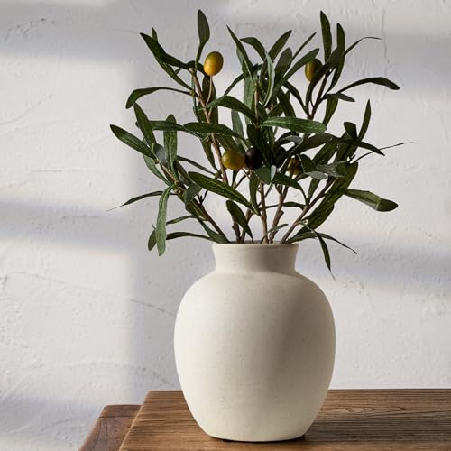 Speckled White Ceramic Table Vase - 5.7 Inch Modern Rustic Home Decor
