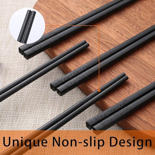 Reusable Fiberglass Chopsticks 10 Pairs - Dishwasher Safe Non-Slip, 9.5 Inch