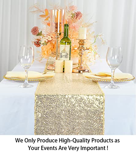 Light Gold 12x108 Sequin Table Runner - ShinyBeauty