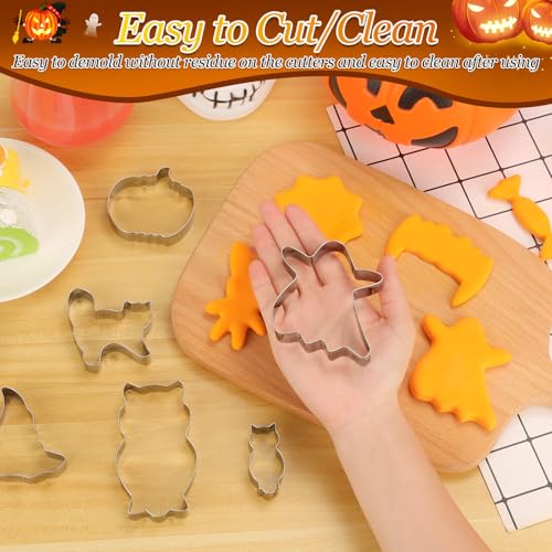 Lezmarket 20Pcs Halloween Cookie Cutters Set - Stainless Steel Shapes for Ghosts, Pumpkins, Cats, Bats, Coffins, Witch Hats (Halloween variation)