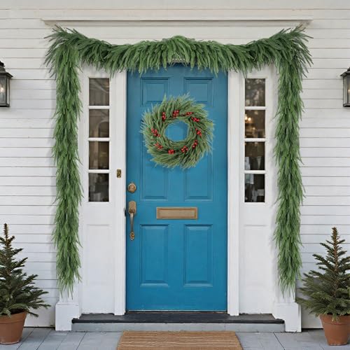 DR.DUDU 9ft Real-Touch Norfolk Pine Garland for Indoor/Outdoor Christmas Decor