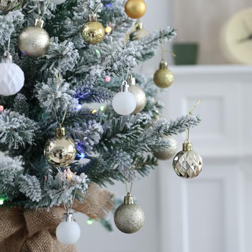 HipTree Champagne Gold Mini Baubles 30ct 1.18 Inch Xmas Halloween Tree Decor