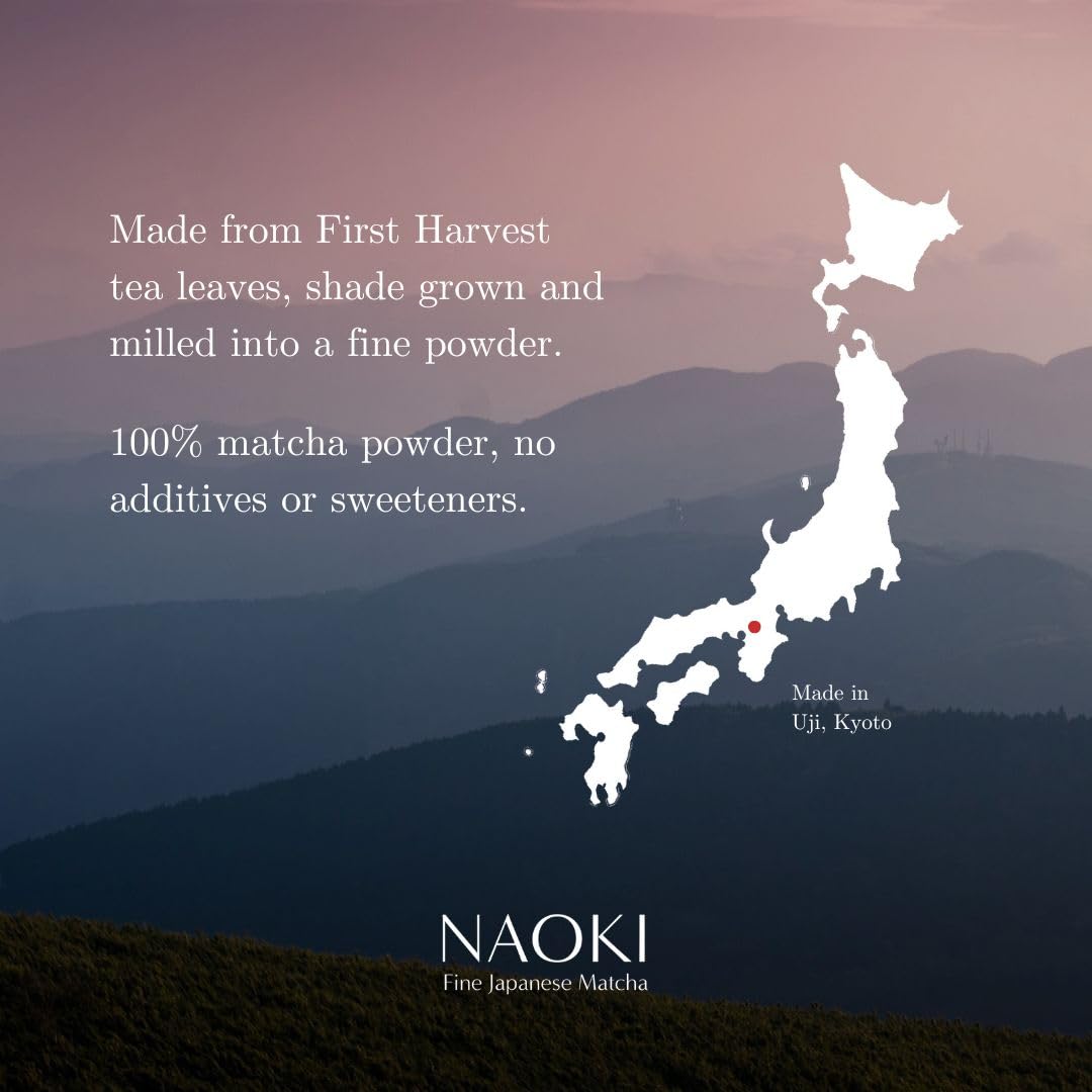Naoki Matcha Ceremonial Grade Green Tea Powder - Authentic Japanese First Harvest from Uji, Kyoto (100g / 3.5oz)