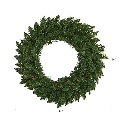 Artificial Pine Wreath with 35 LED Lights - 24 Inch Holiday Decor