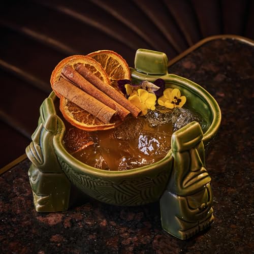 32 oz Ceramic Tiki Punch Bowl - Decorative Tropical Cocktail Serveware