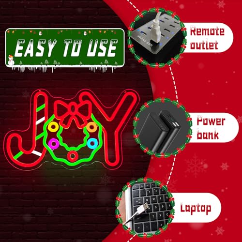 CinsYarn Joy Neon Sign Christmas LED Light Dimmable Wall Decor USB Powered