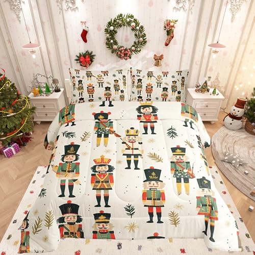 Feelyou Merry Christmas Comforter Set Twin - 68x90 Kids Bedding, Red Yellow Black