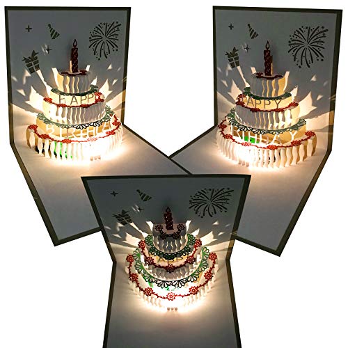 3D Pop Up Birthday Card with LED Light & Music - 5.9"
