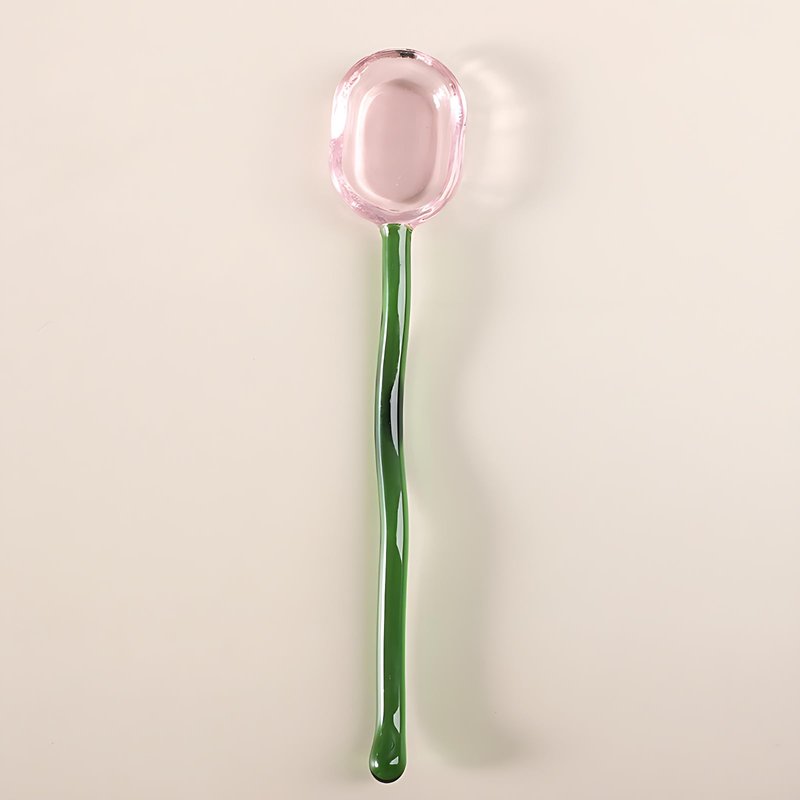 Turbokey 5 Pieces Glass Spoons - 6.1 inch Coffee Teaspoons, Heat Resistant Stirrers for Tea, Sugar, Home Bar Party (5 Color)