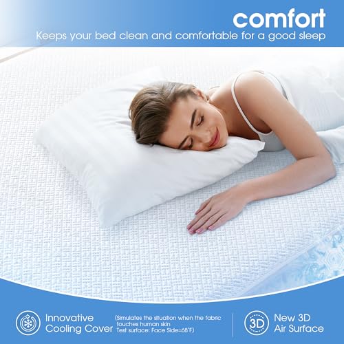 Hanherry Cooling Waterproof Mattress Protector, Queen Size Deep Pocket