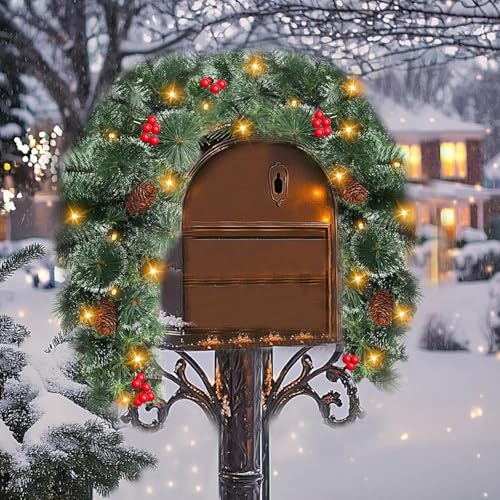 4 Ft Prelit Christmas Mailbox Swag with Remote, LED Color-Changing Lights