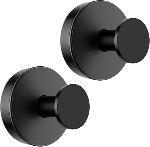 BKV Suction Cup Hooks - Removable Shower Hooks for Glass Windows | 2-Pack Black Metal Towel Holders