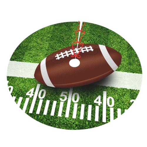 Retro American Football Turf Field Christmas Tree Skirt - 36 Inch Mat