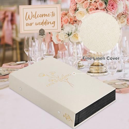 Large Linen Wedding Photo Album for 300 4x6 Horizontal Photos, Beige