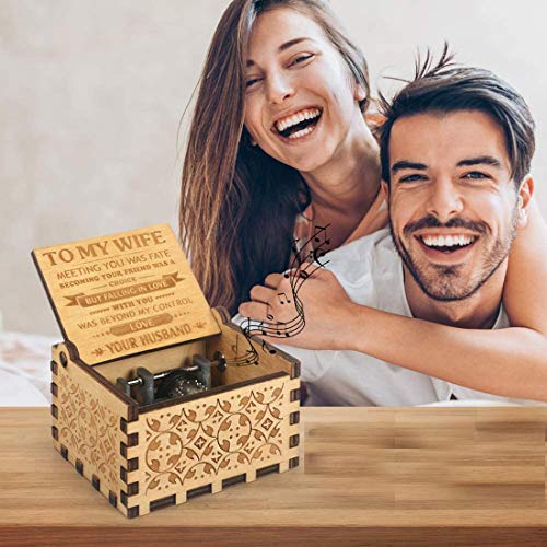 Engraved Wooden Hand Crank Music Box - You Are My Sunshine Gift for Wife