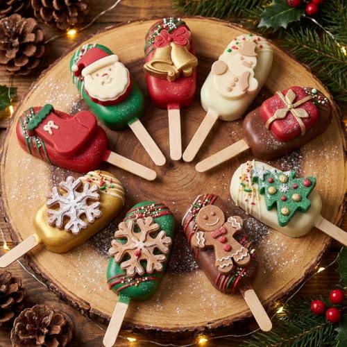 Vrthske 6-Cavity Christmas Silicone Molds Set of 2, Light Blue R0306 - Santa, Snowflake & Gingerbread