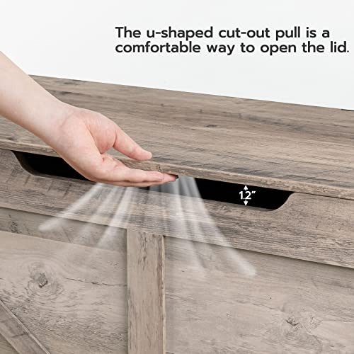 39.4-Inch Wooden Storage Bench with Safety Hinge and Toy Chest Organizer