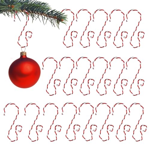20-Pack Christmas Ornament Hooks - Metal S-Shaped Swirl Hangers