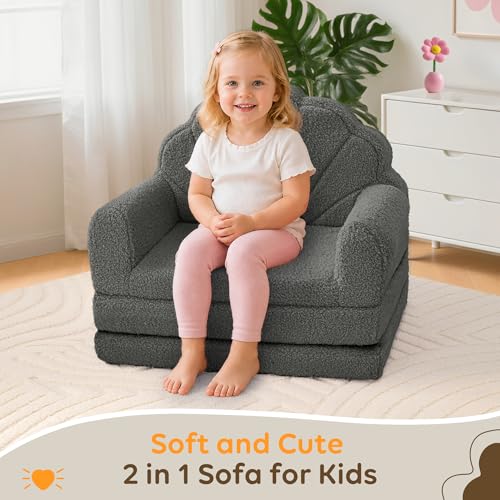 Convertible Kids Foam Sofa - 2-in-1 Fold Out Chair for Play and Reading