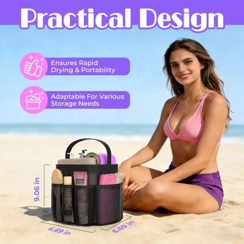 Portable Mesh Shower Caddy with 8 Pockets – Quick Dry Storage Bag