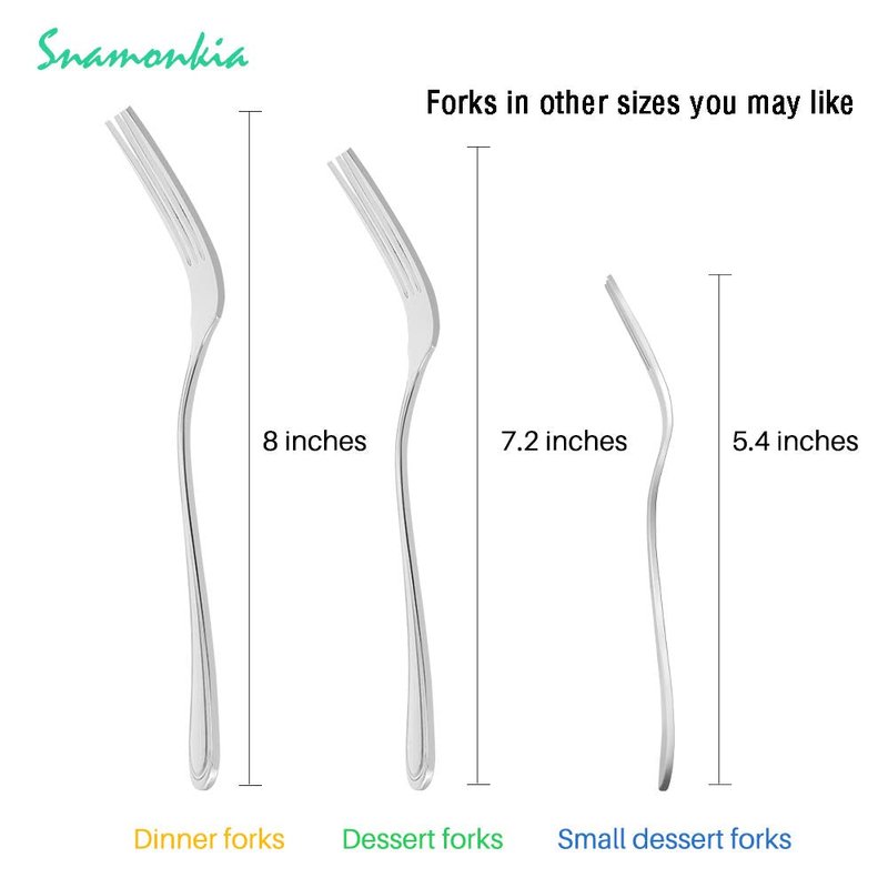 Snamonkia Set of 12 Dinner Forks Stainless Steel, 8 Inches, 18/0 Large Table Forks for Salad Steak Spaghetti