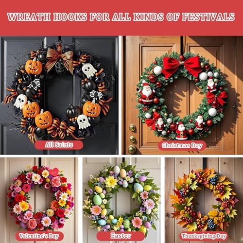 12-Inch Metal Over the Door Wreath Hangers - 2 Pack Non-Scratch Hooks