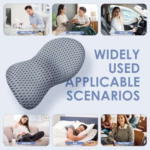 Memory Foam Lumbar Support Pillow for Back Pain Relief - Gray