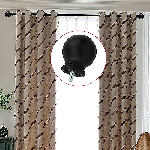 Round Curtain Rod Finials, 1.4-Inch Ball Ends for 5/8-Inch Rods, 2-Pack