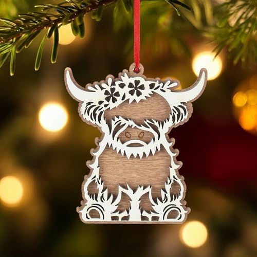 Highland Cow Christmas Ornament - Thyle Highland Cow Decor Gift for Cow Lovers
