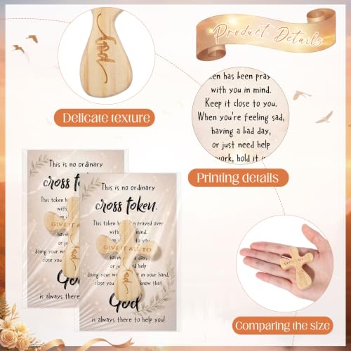 50-Pack Christian Gift Set: Wooden Crosses & 'Give It All to God' Cards, 2.36" Pocket Crosses