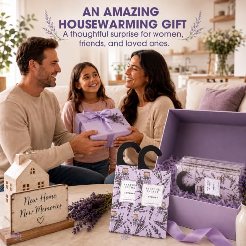 Lavender Hanging Scented Sachets (12 Pack) - Long-Lasting Closet Deodorizer