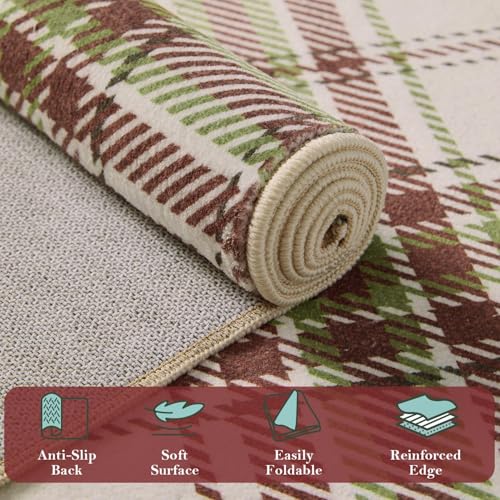 Rugxara Christmas 2x3 Checkered Red Rug – Washable Faux Wool Entryway Mat
