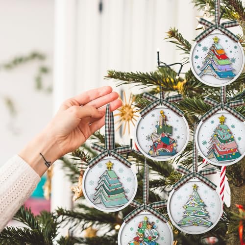 Syhood 6 Pcs Christmas Book Ornaments for Tree & Book Lovers Gift Set