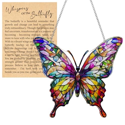 Acrylic Butterfly Suncatcher Ornament, Stained Glass Window Hanging Decor